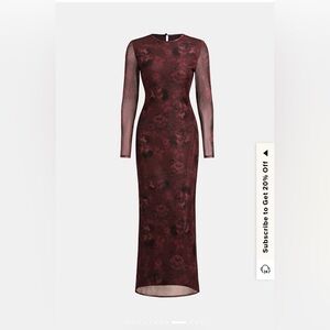 Cupshe Burgundy Floral Long Sleeve Dress